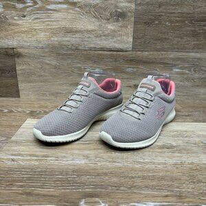 Skechers Summits Tan/Pink Bungee Lace Sneakers Women's Size 6.5